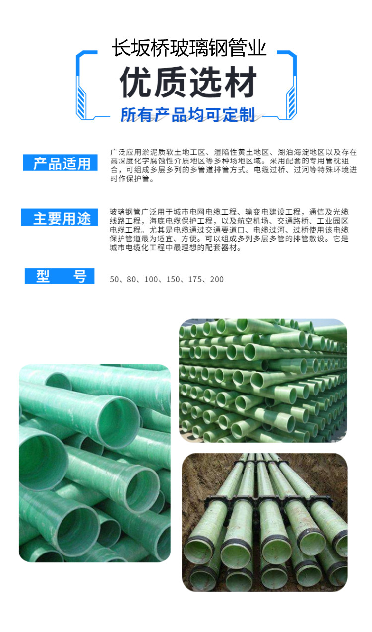 玻璃鋼電力管 玻璃鋼電纜保護管 批量供應電纜穿線管